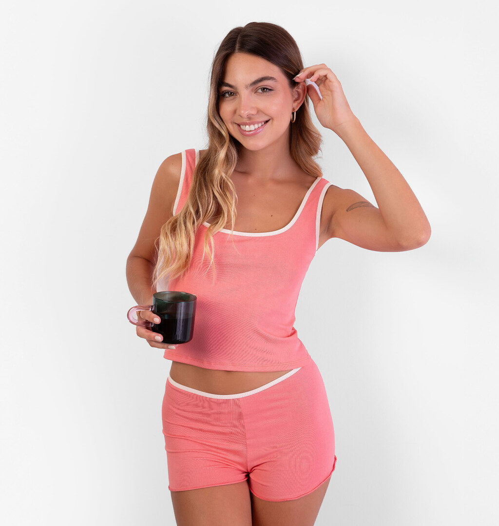 Conjunto Pijama Short Doll Liso em Viscolycra
