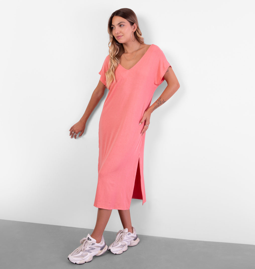 Vestido Midi com Mangas Morcego