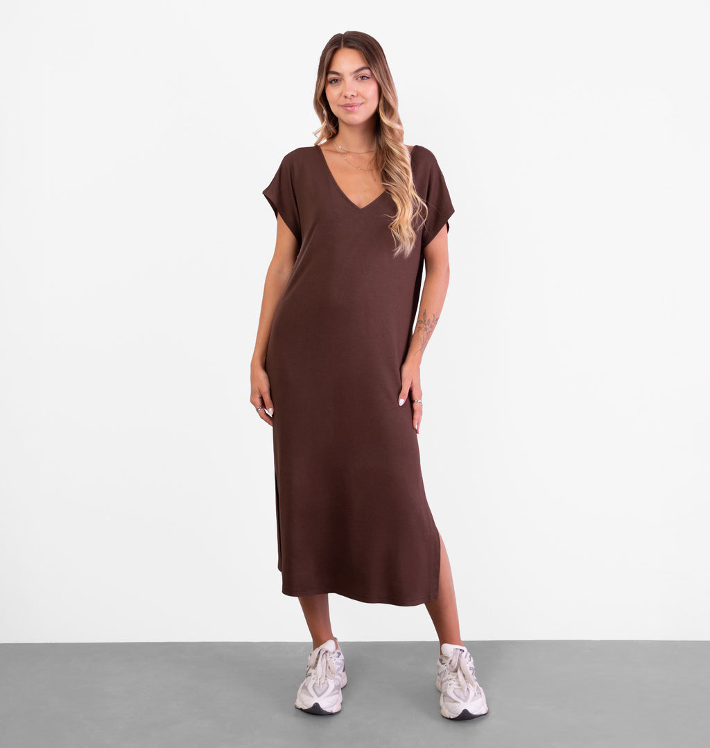 Vestido Midi com Mangas Morcego