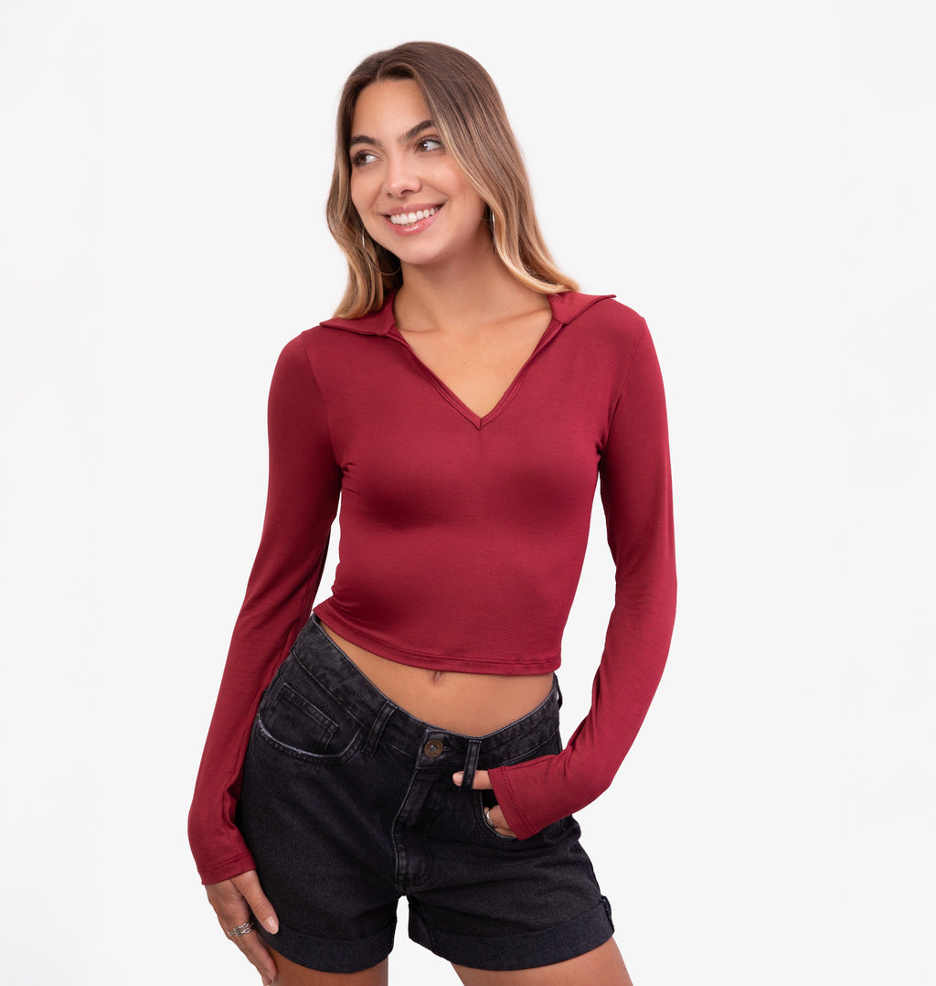 Cropped Manga Longa Gola Polo