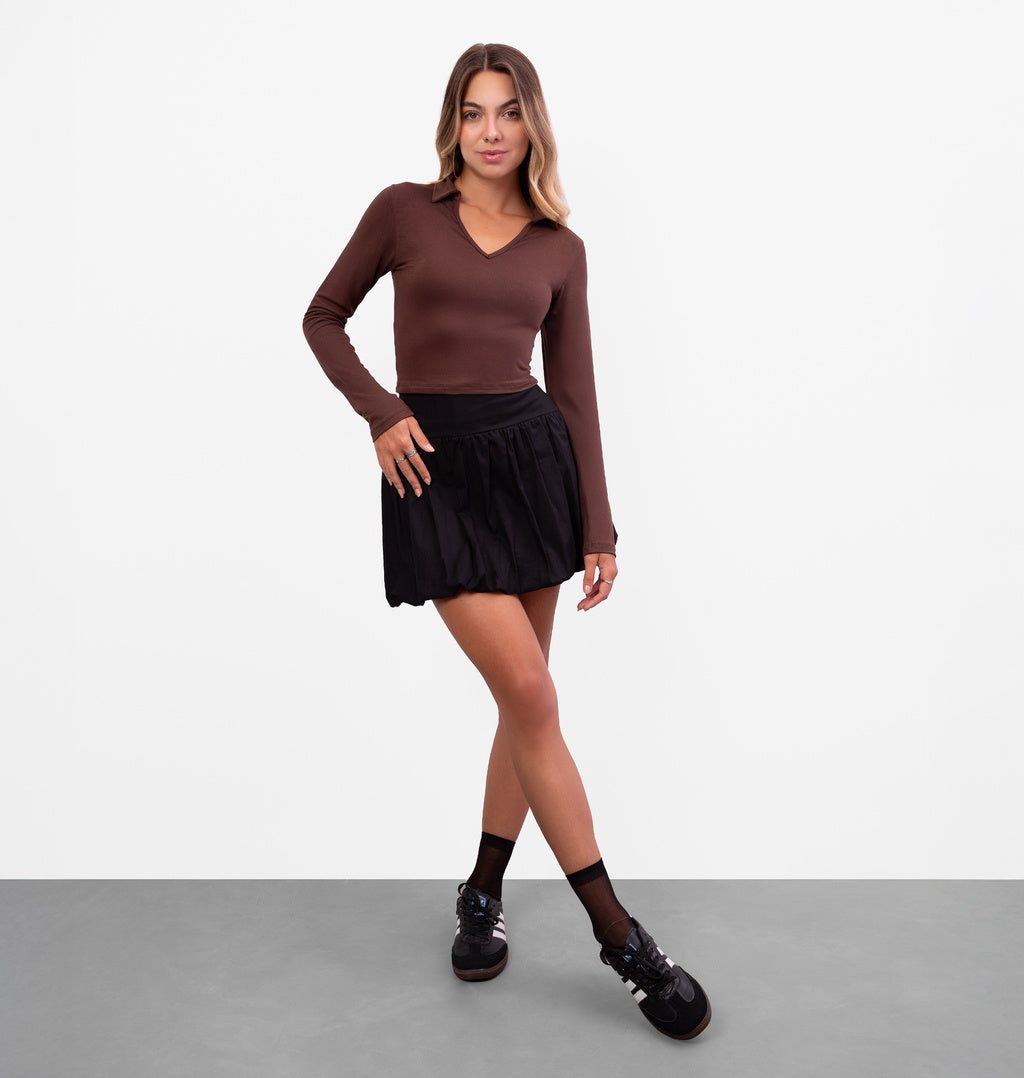 Cropped Manga Longa Gola Polo