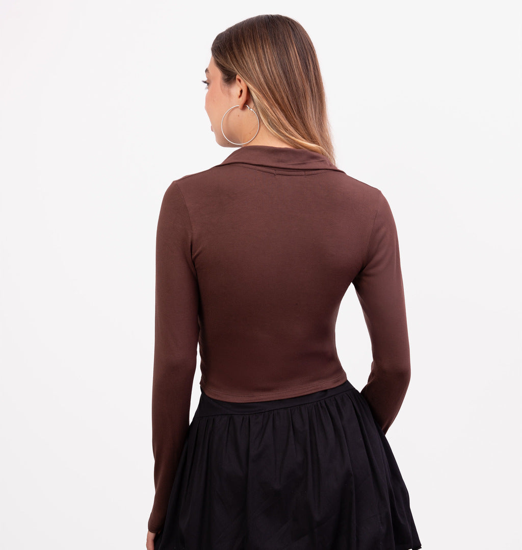 Cropped Manga Longa Gola Polo
