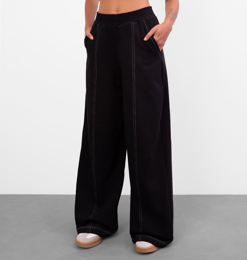 Wide Leg com Pespontos Contrastantes
