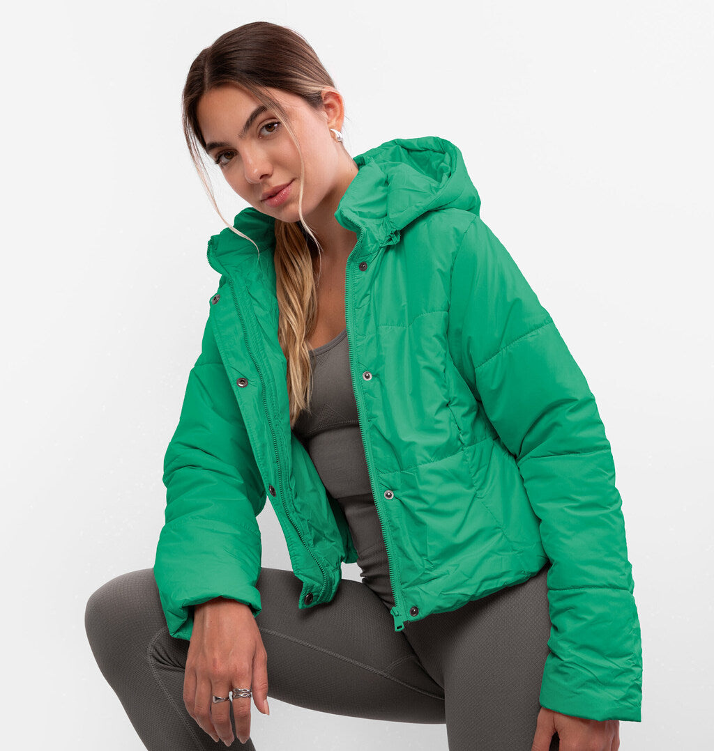 Jaqueta Puffer com Botões e Capuz