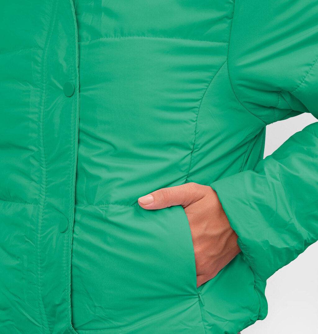Jaqueta Puffer com Botões e Capuz