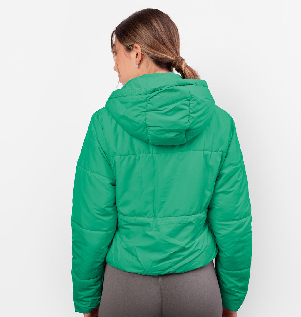 Jaqueta Puffer com Botões e Capuz
