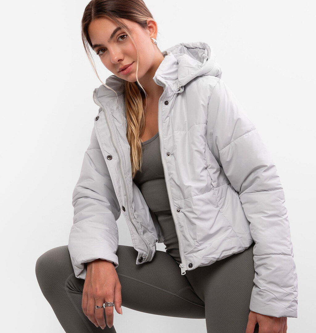 Jaqueta Puffer com Botões e Capuz