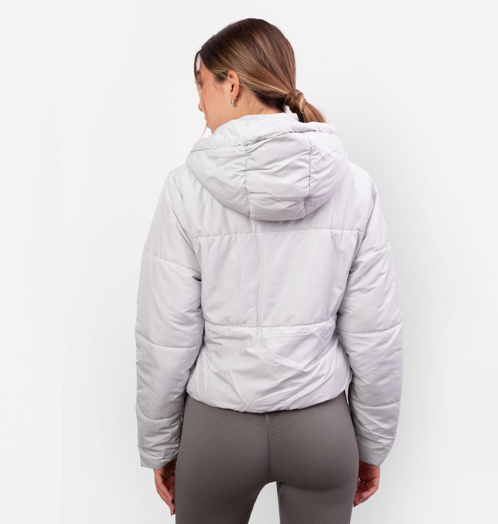 Jaqueta Puffer com Botões e Capuz