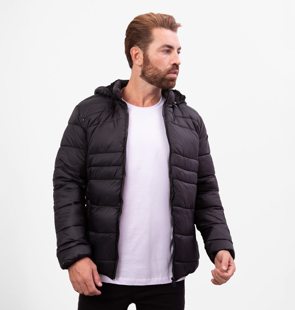 Jaqueta Puffer com Bolsos de Zíper