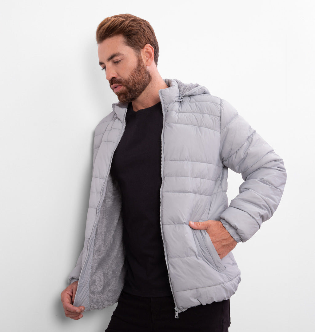 Jaqueta Puffer com Bolsos de Zíper
