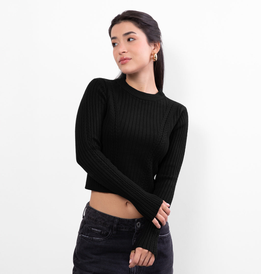 Suéter Modal com Gola Redonda