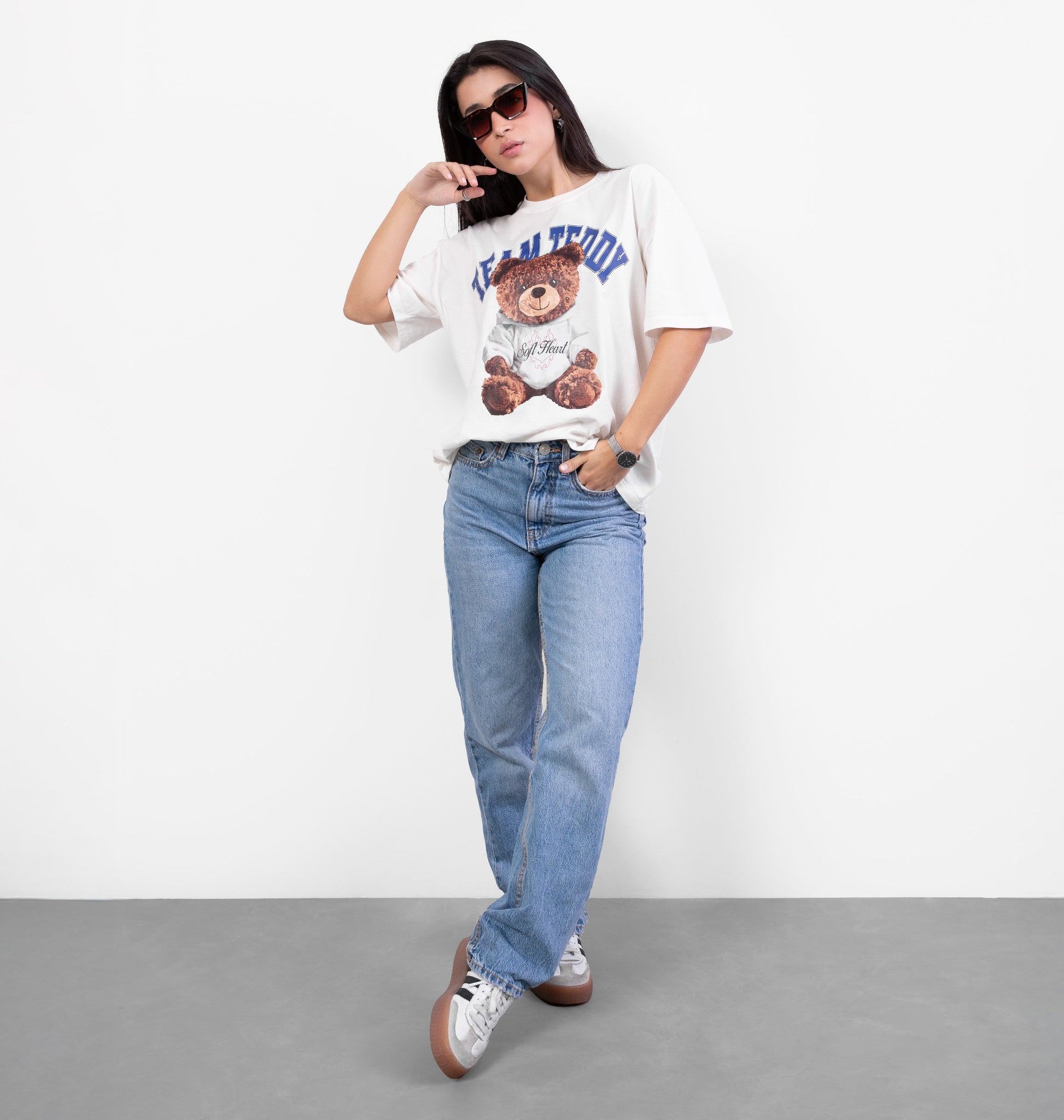 T-shirt em Meia Malha Estampa Teddy