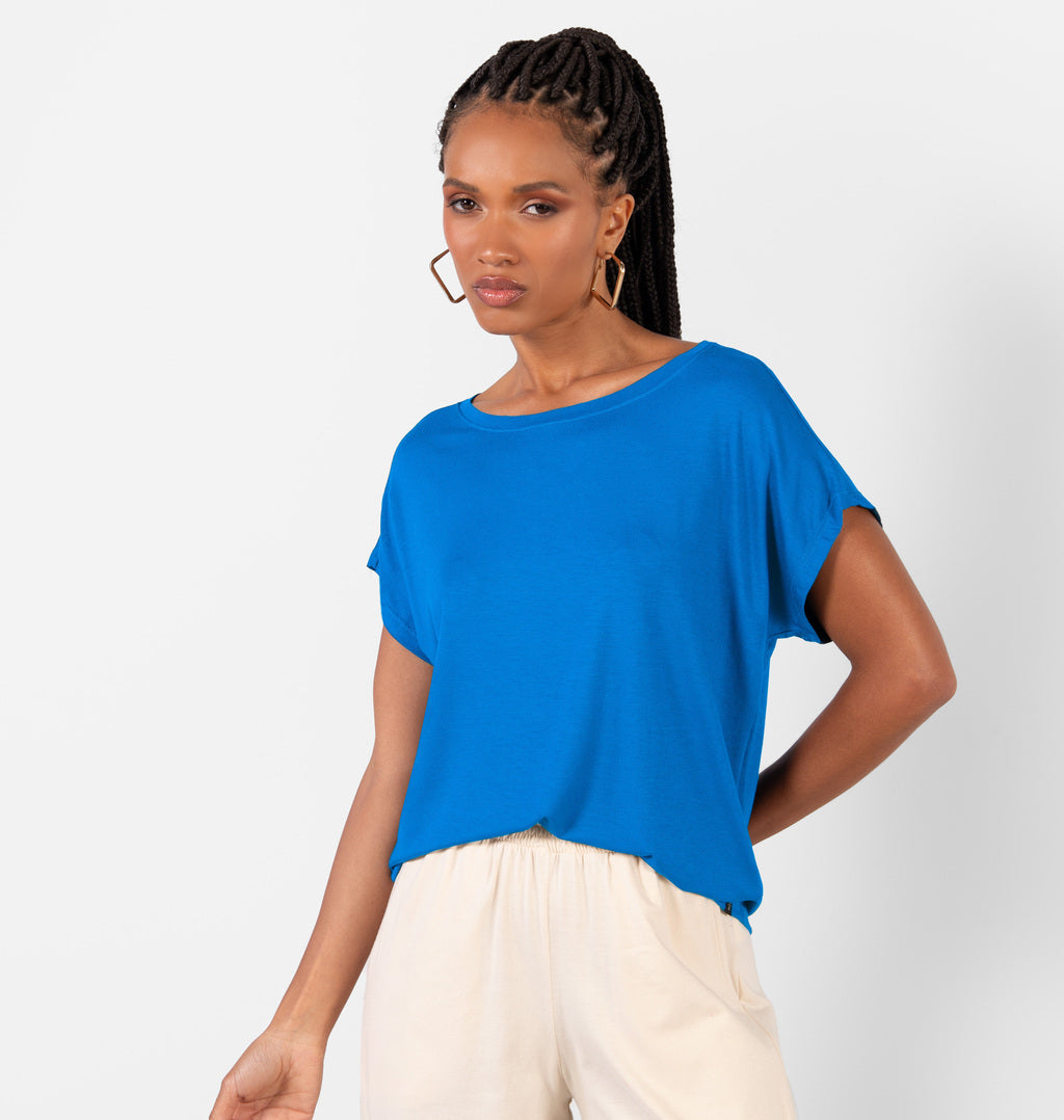 Blusa Básica Decote Canoa