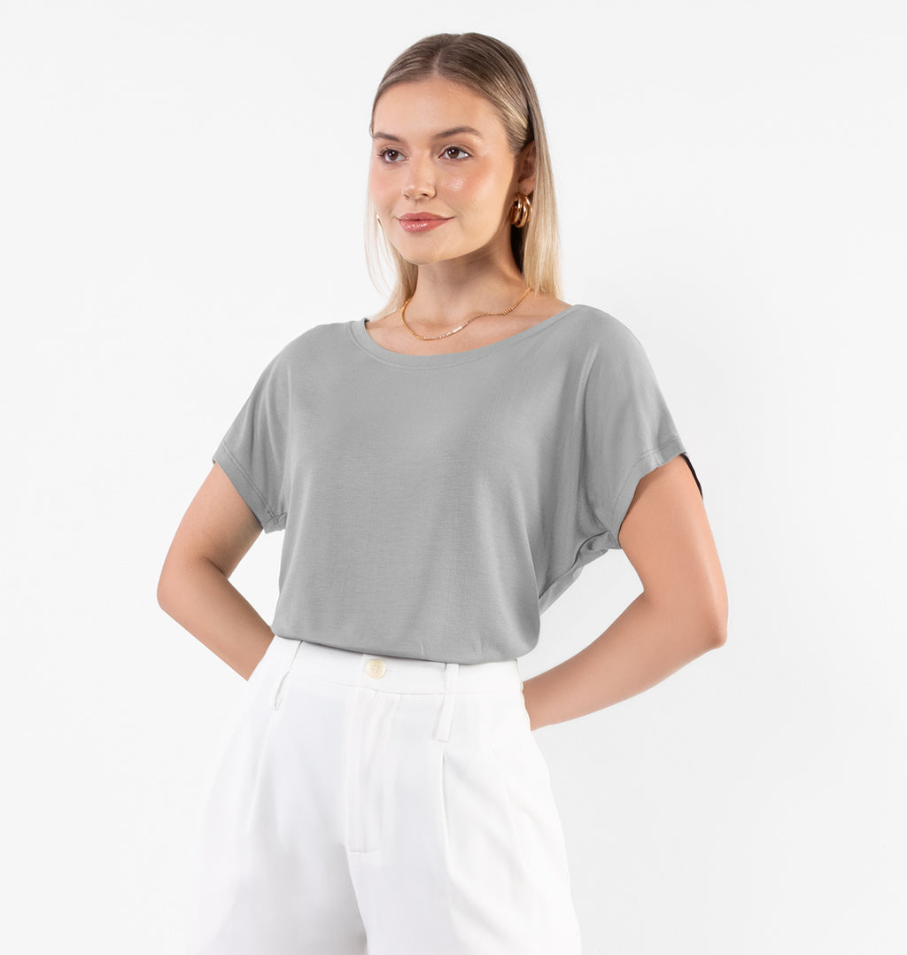 Blusa Básica Decote Canoa