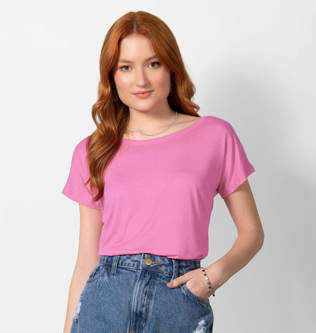 Blusa Básica Decote Canoa