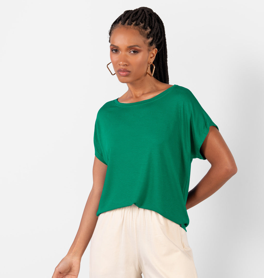 Blusa Básica Decote Canoa