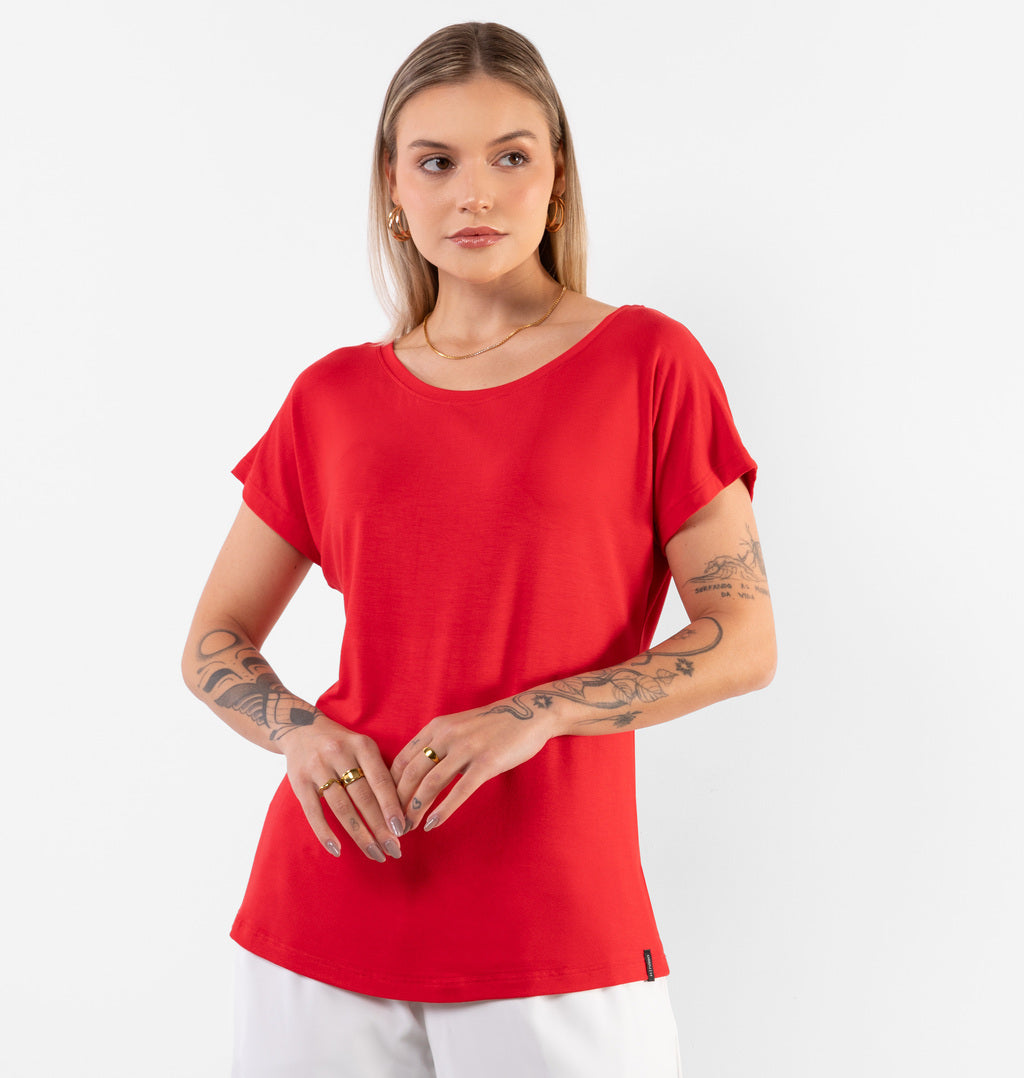 Blusa Básica Decote Canoa