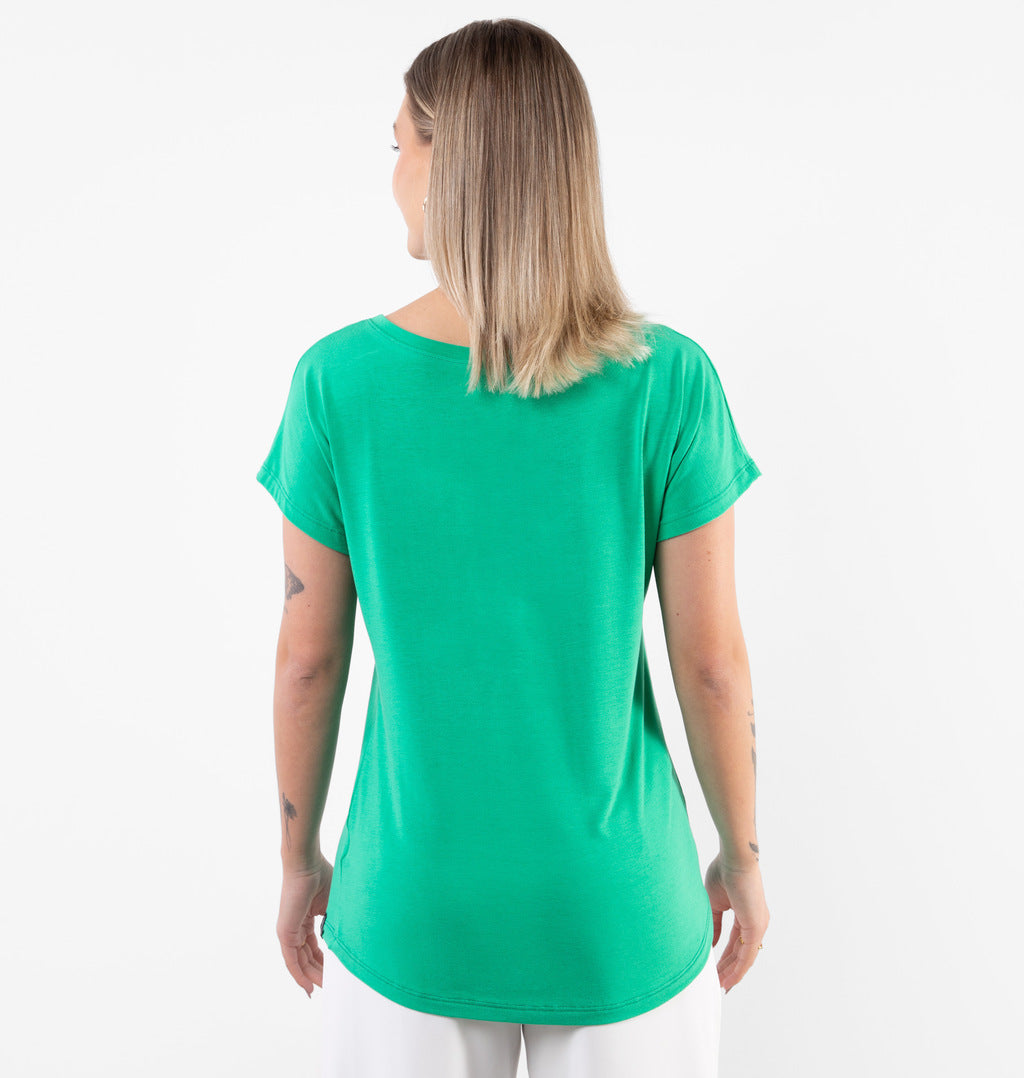 Blusa Básica Decote Canoa