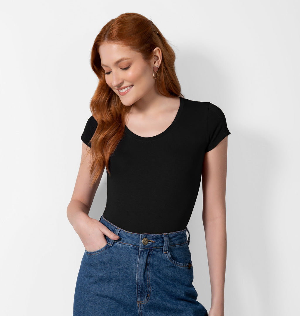 Blusa Básica Com Costura na Manga