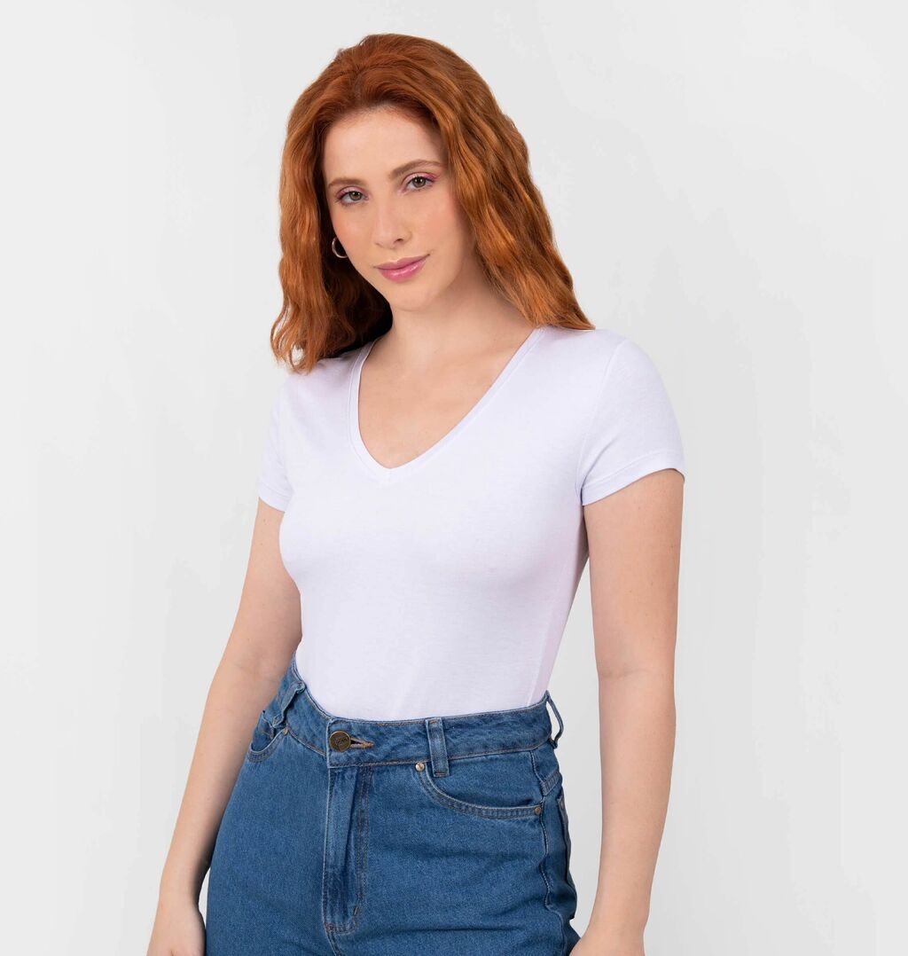 Blusa Básica Com Decote V