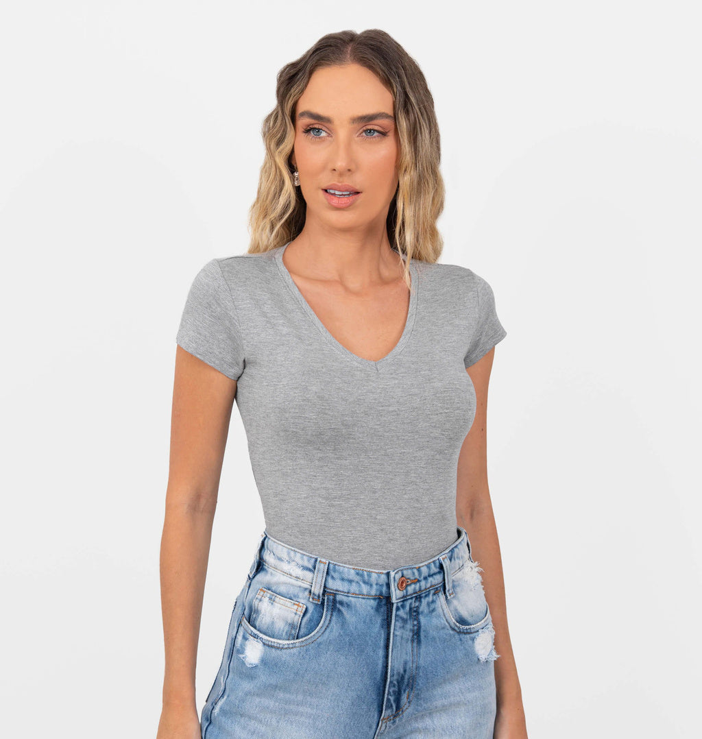 Blusa Básica Com Decote V