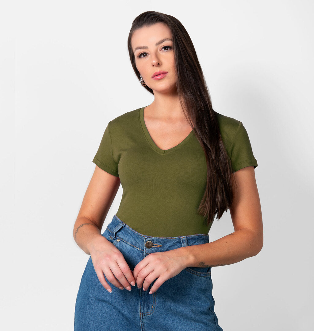 Blusa Básica Com Decote V