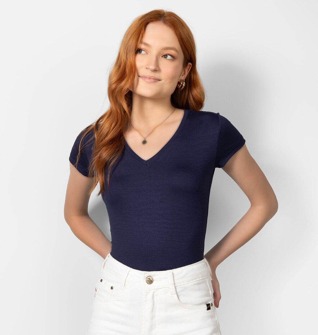 Blusa Básica Com Decote V