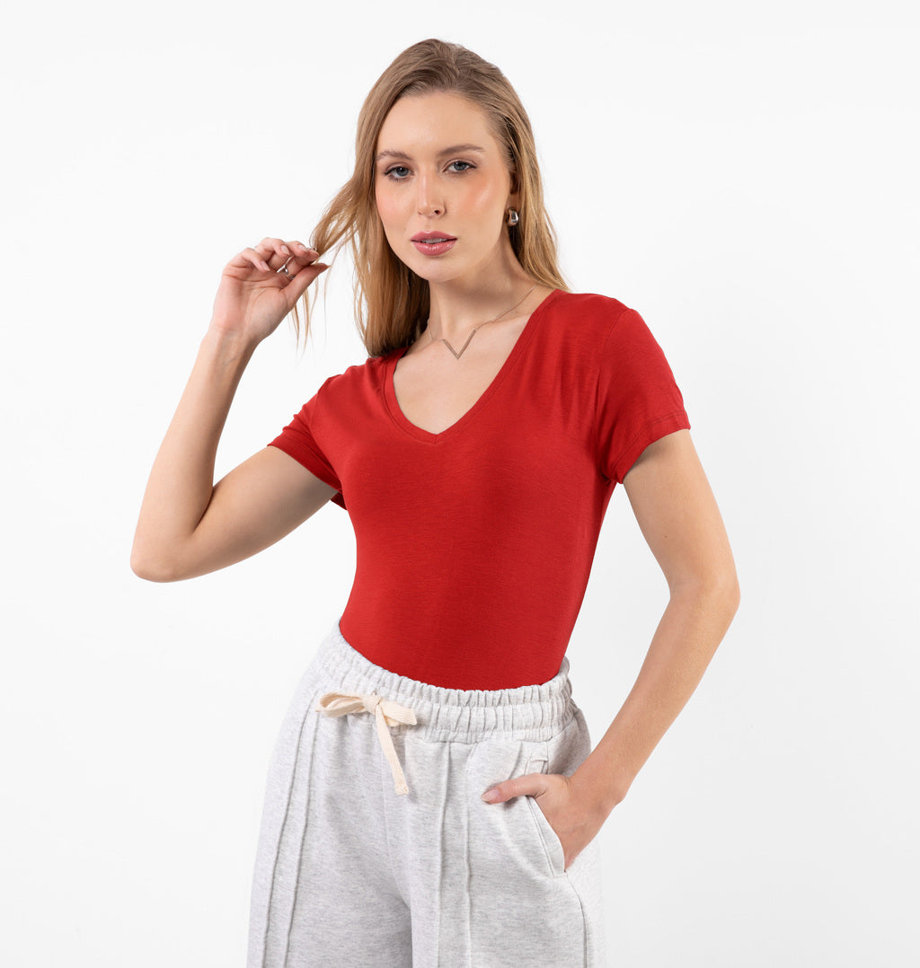 Blusa Básica Com Decote V