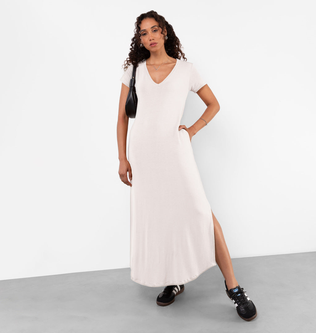 Vestido Tee Dress Longo Com Bolso