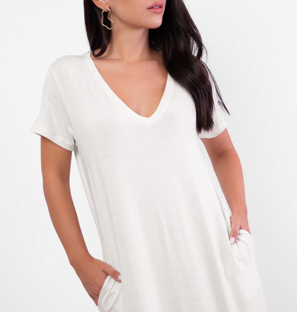 Vestido Tee Dress Longo Com Bolso