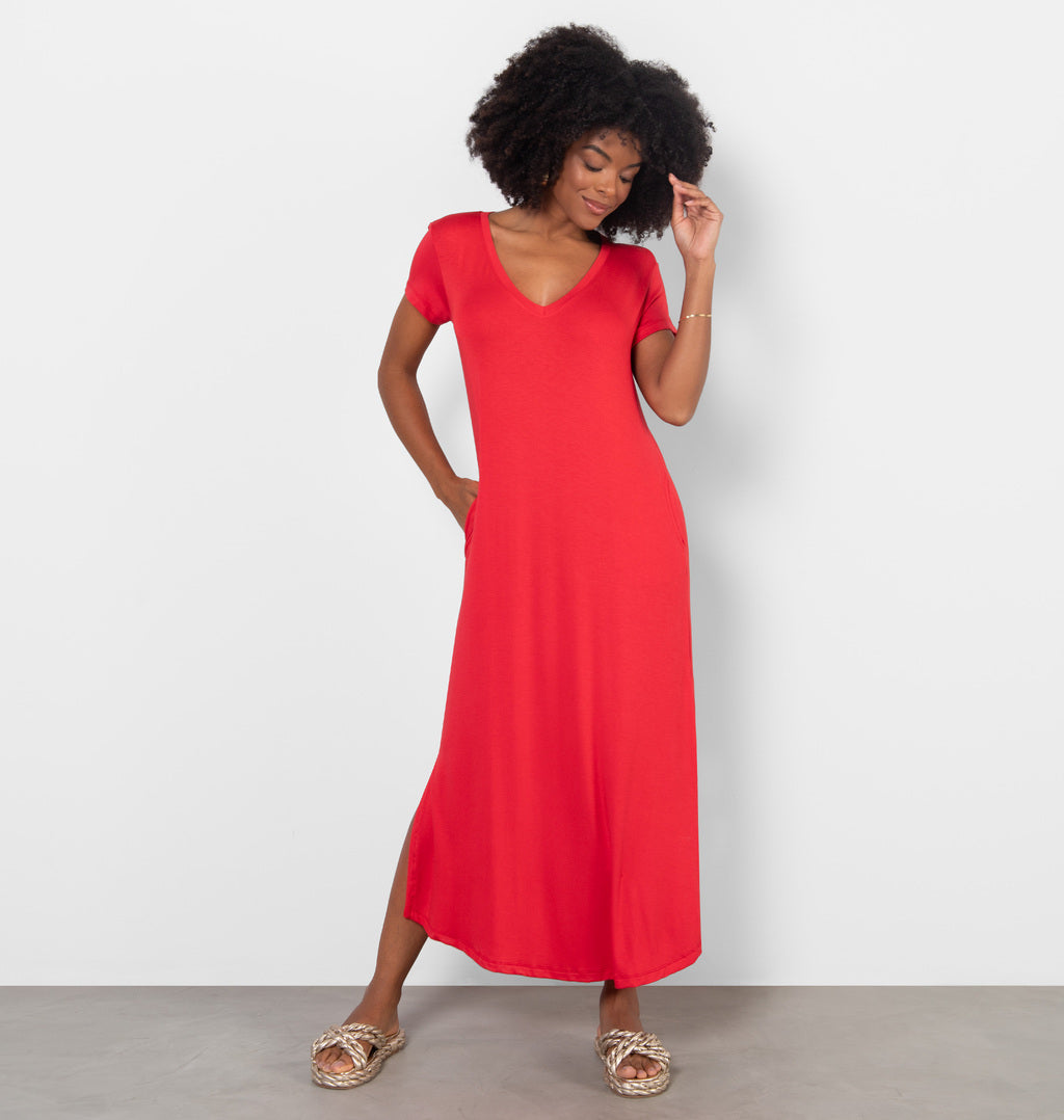 Vestido Tee Dress Longo Com Bolso
