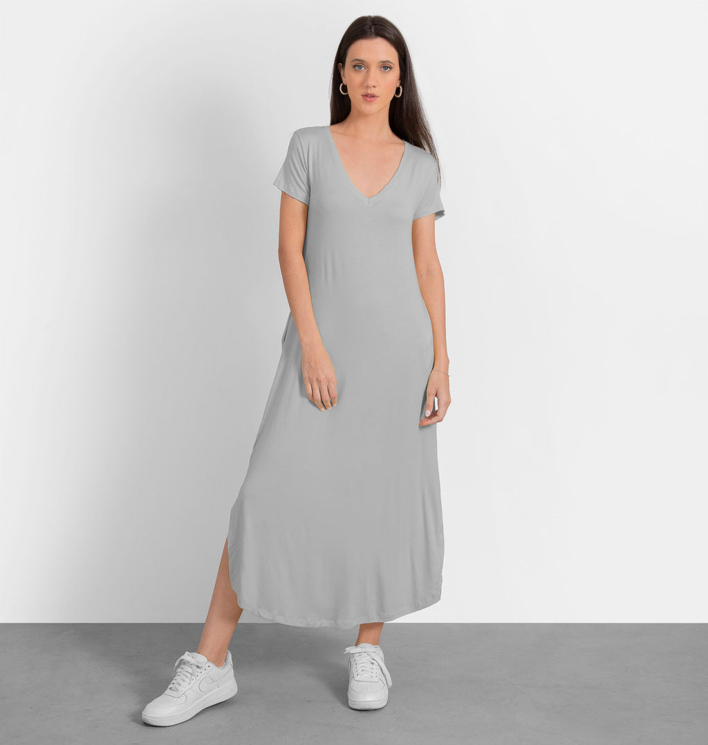 Vestido Tee Dress Longo Com Bolso