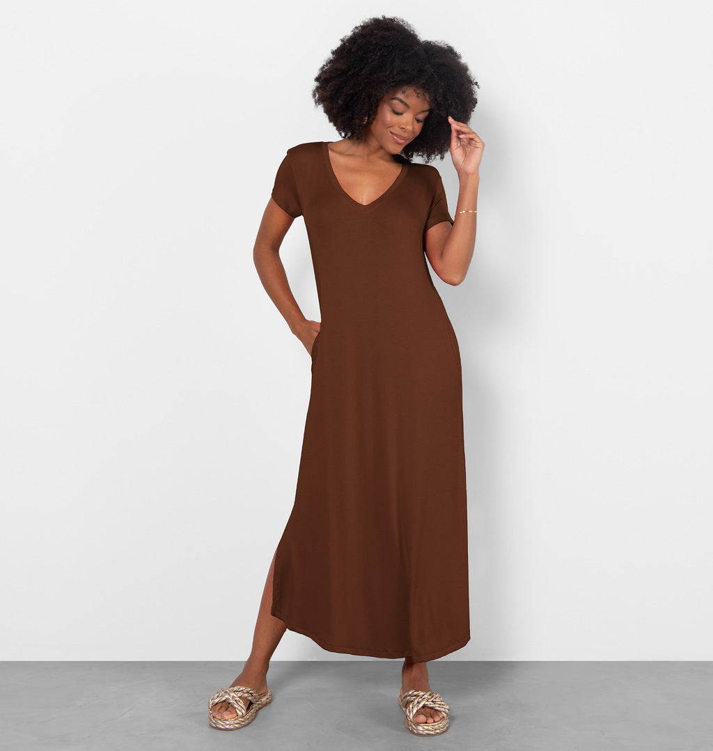Vestido Tee Dress Longo Com Bolso