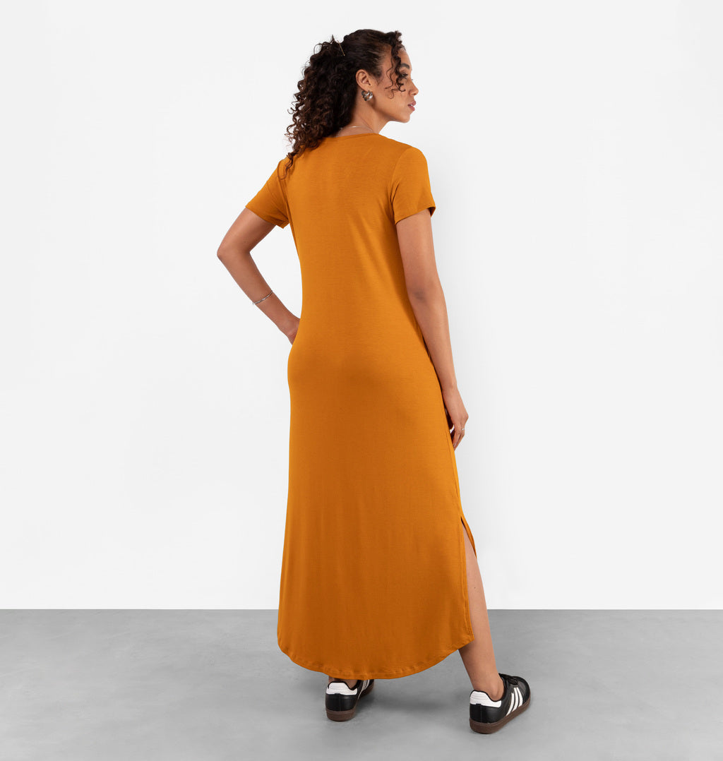 Vestido Tee Dress Longo Com Bolso