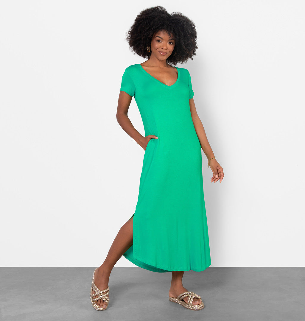 Vestido Tee Dress Longo Com Bolso