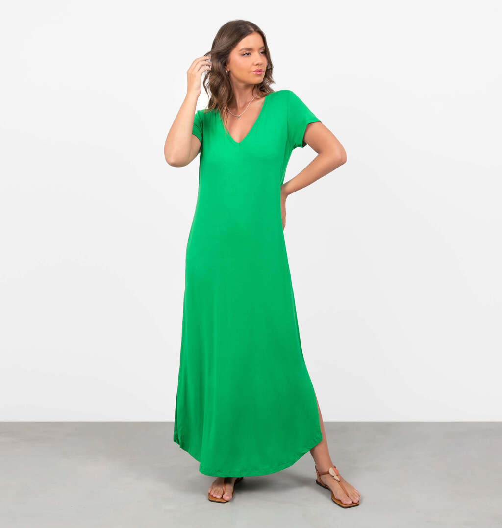 Vestido Tee Dress Longo Com Bolso