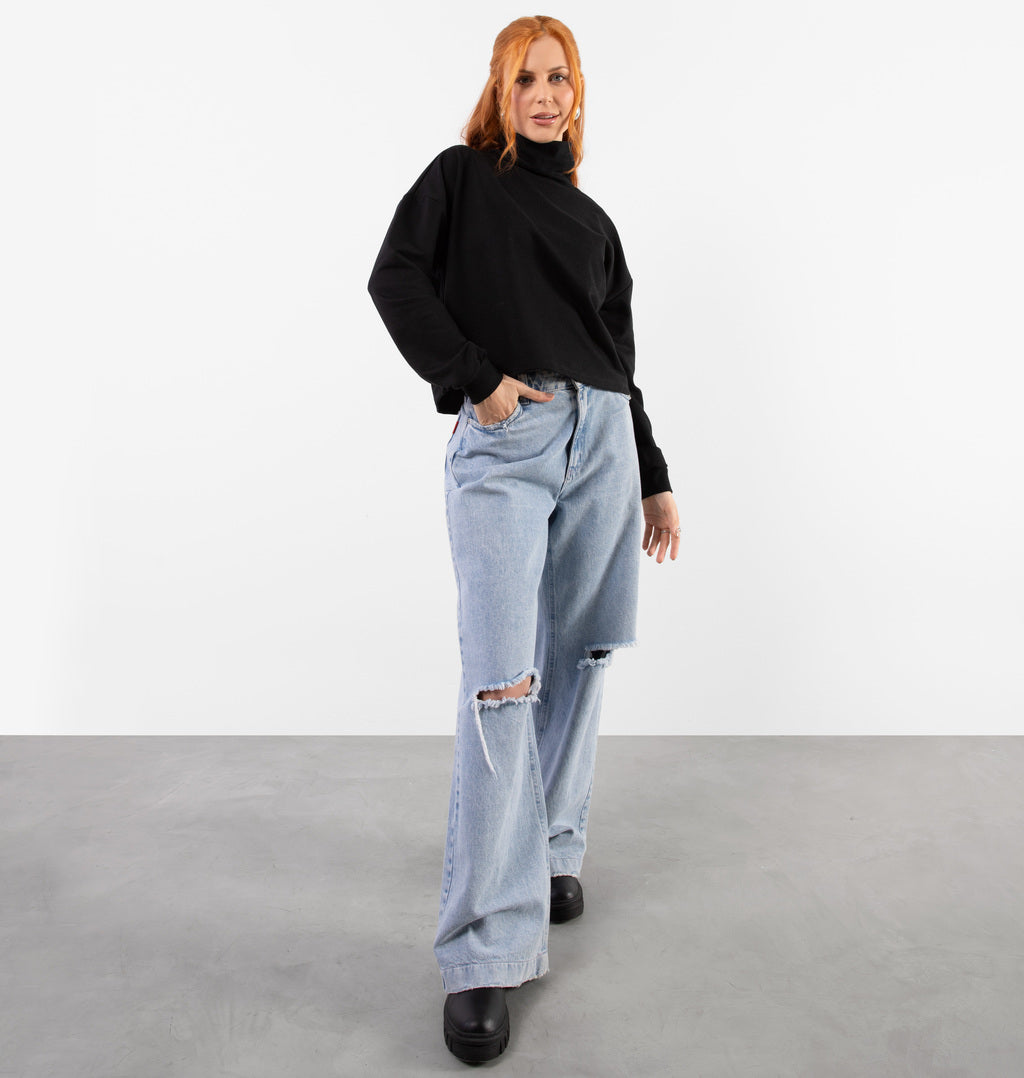 Blusão Cropped Gola Alta