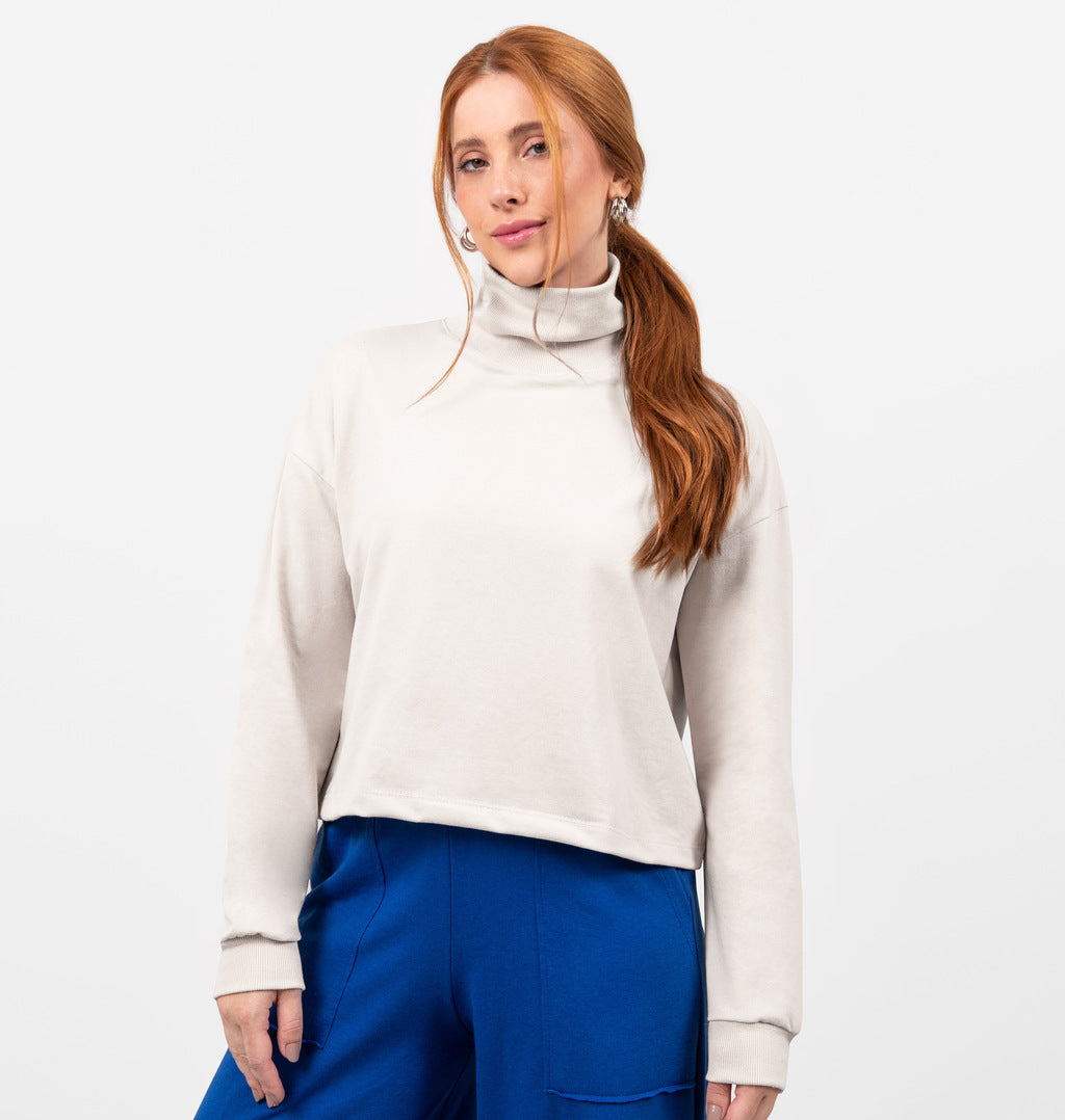 Blusão Cropped Gola Alta