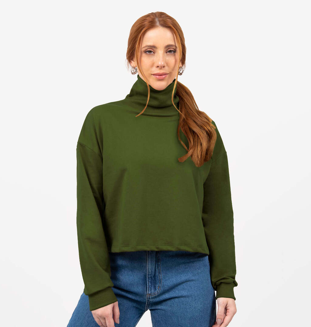 Blusão Cropped Gola Alta