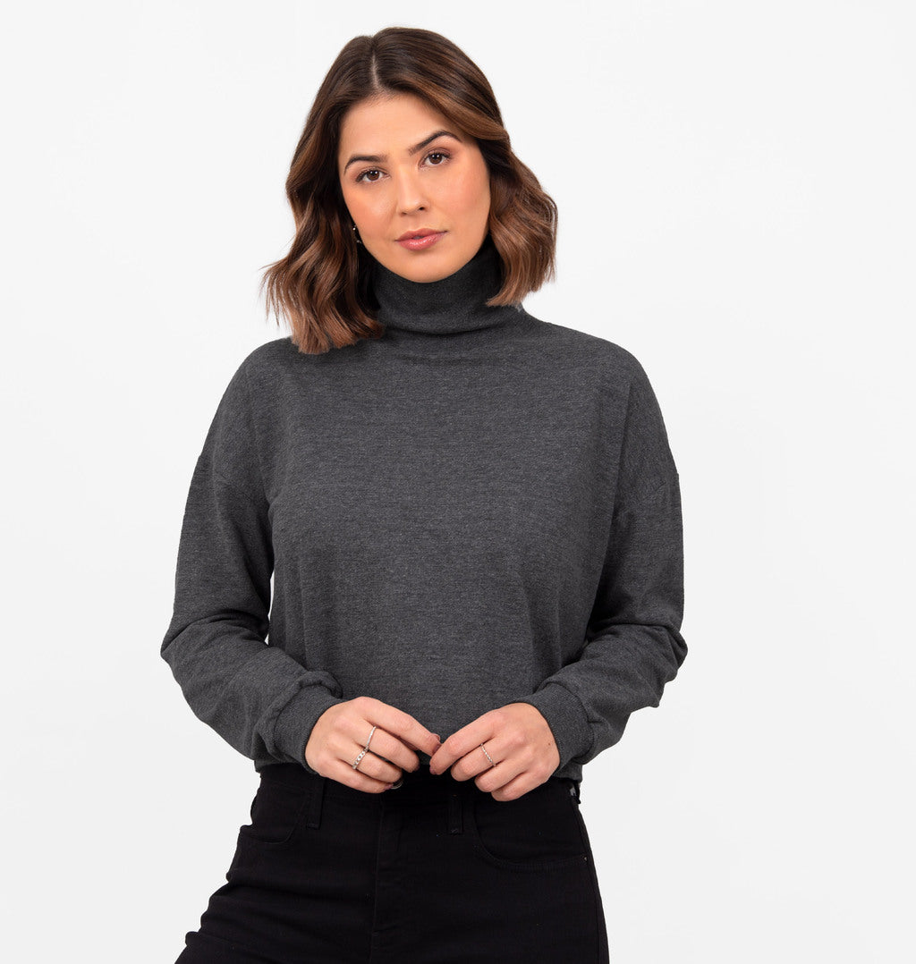 Blusão Cropped Gola Alta