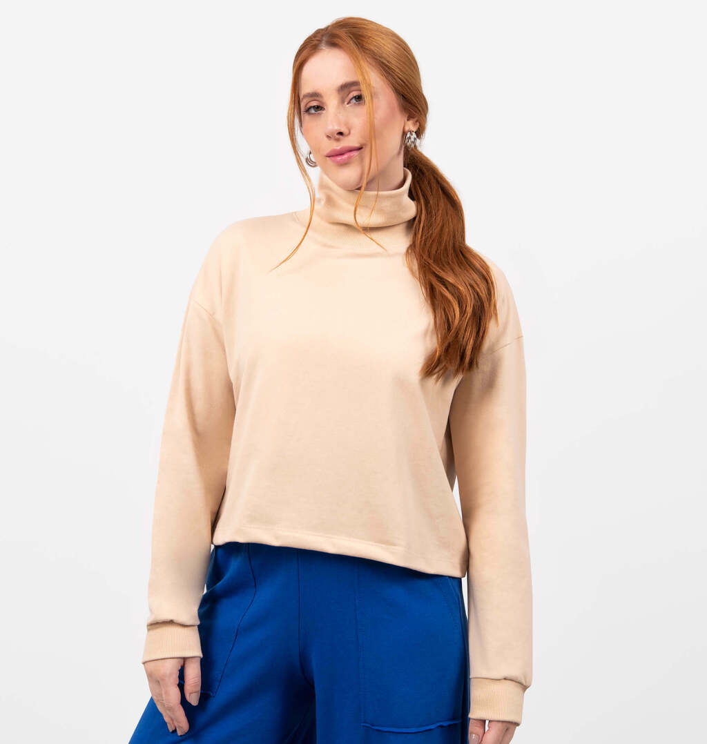 Blusão Cropped Gola Alta