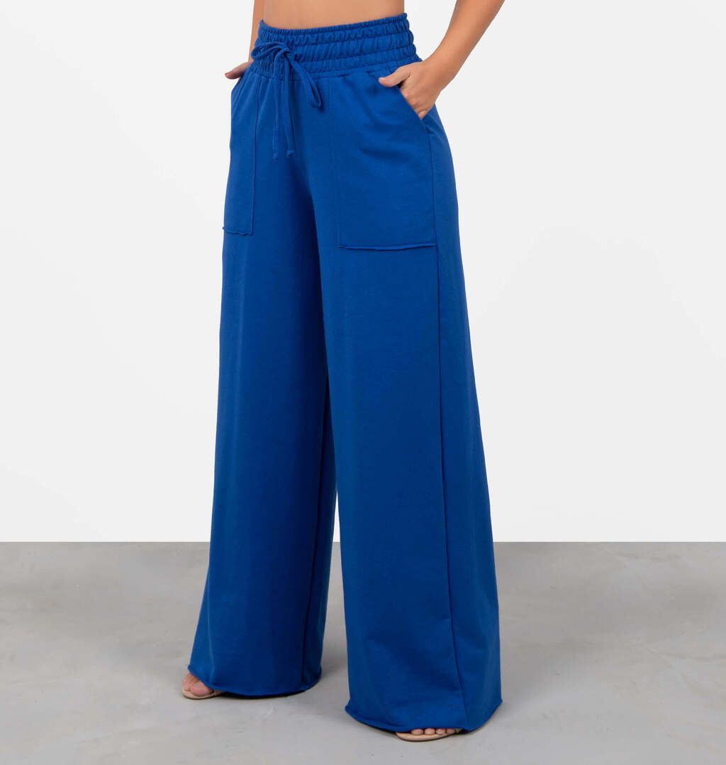 Calça Pantalona Moletinho Bolso A Fio