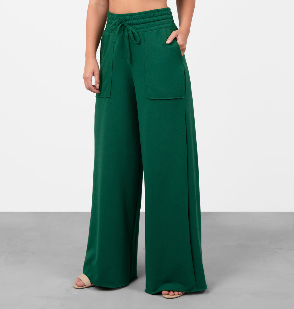 Calça Pantalona Moletinho Bolso A Fio