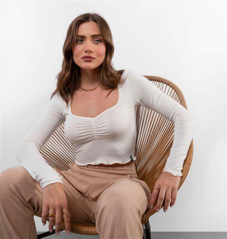 Blusa Decote Quadrado Com Franzido