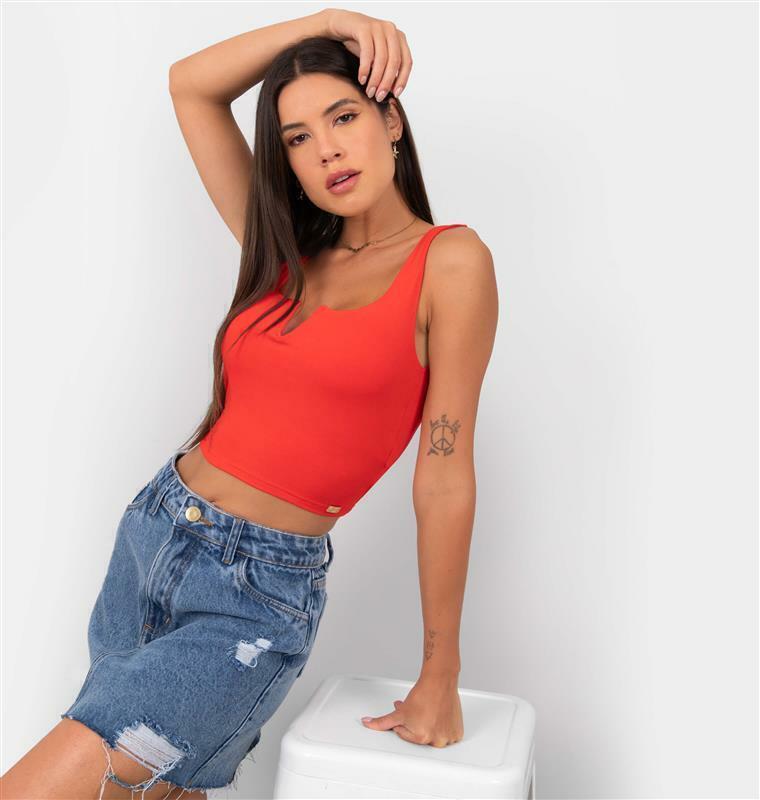 Cropped Básica Decote Em V