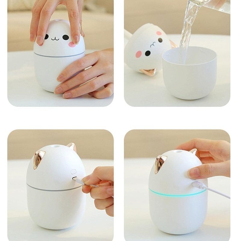 Umidificador Difusor De Ar Climatizador Aromático Gatinho