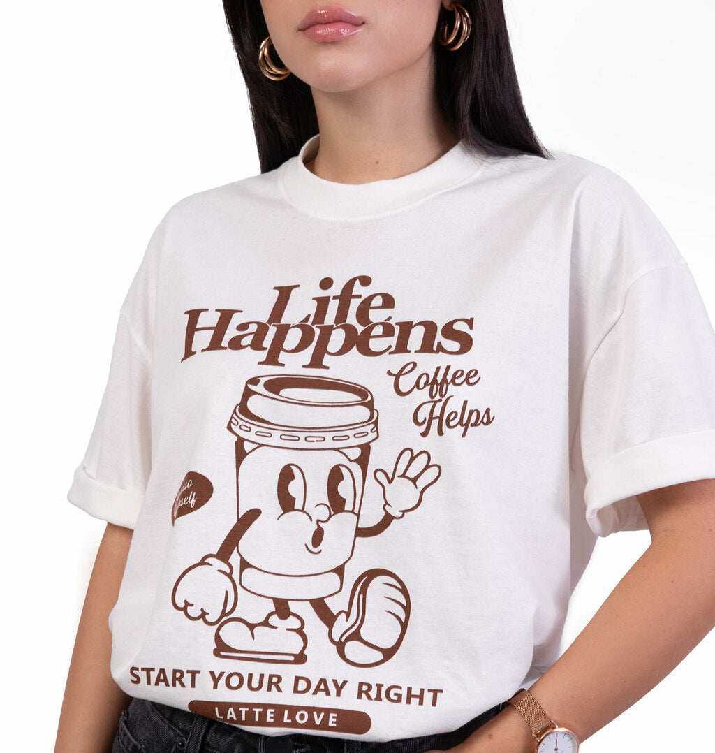T-Shirt Over Estampa Life Happens