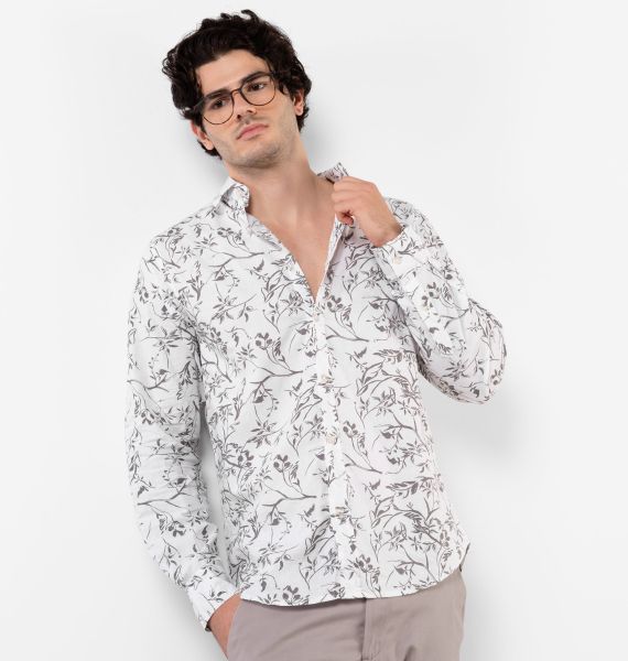 Camisa Com Manga Longa Estampa Folhagem