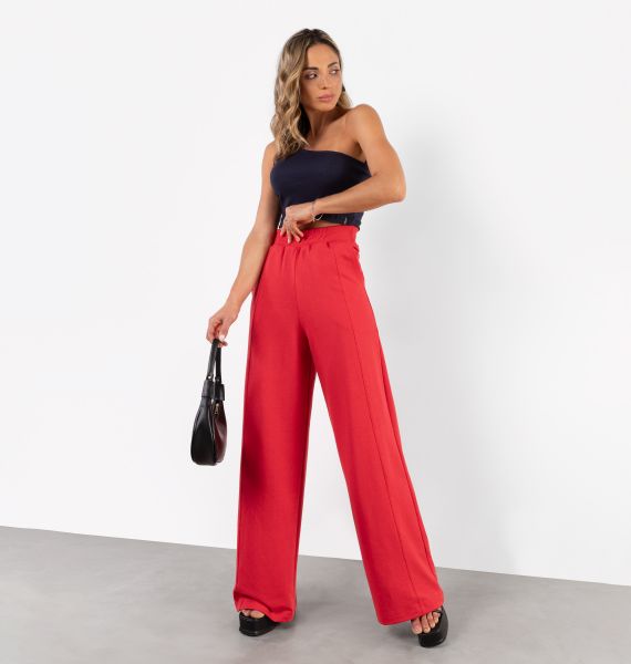 Calça Wide Leg Com Recortes