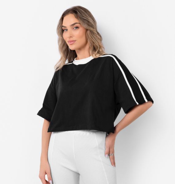 Camiseta Cropped Com Listras